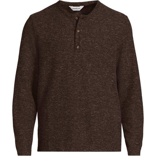 Struktur-Henleyshirt mit Leinen für Herren, Herren, size: regular, Braun, Leinen/Polyester/Polyester-Mischung, by Lands' End