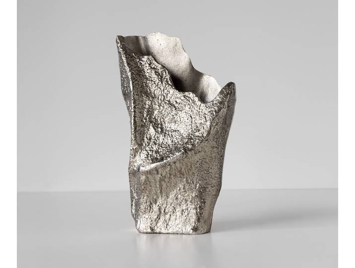 Vase Cavira l29 x P16 x H48 cm Aluminium Platin Fait main