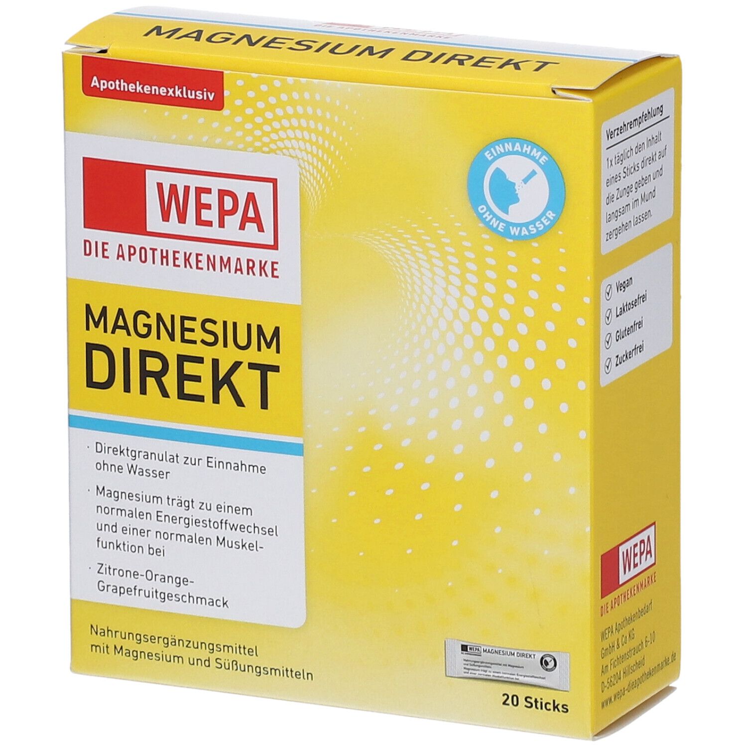 Wepa Magnesium Direkt Sticks 20 St Pulver