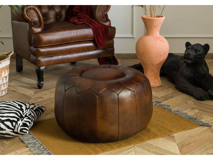 Pouf 60x60 Cuir Brun CHESTERFIELD #18