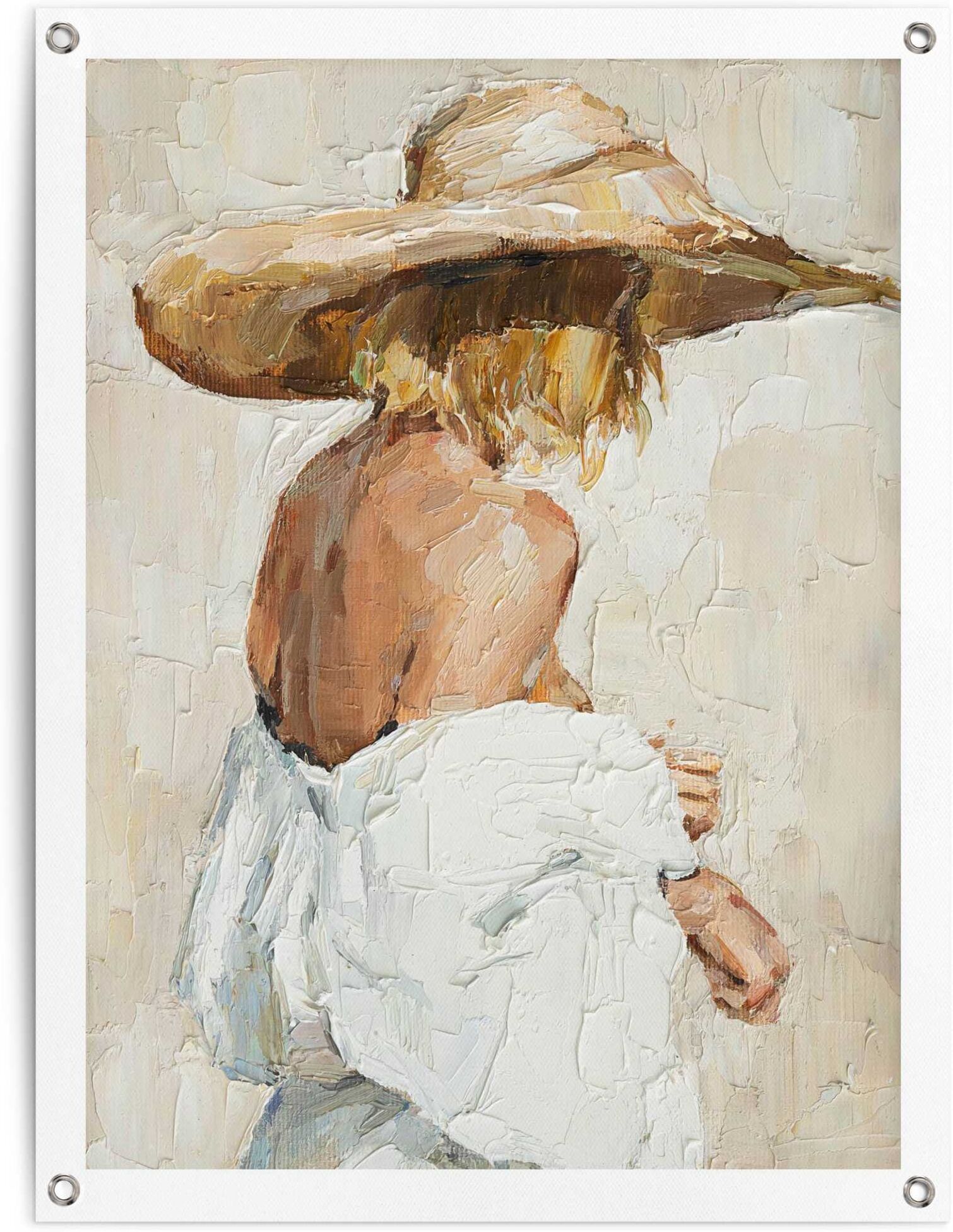 Reinders! Poster REINDERS "Summer Girl", beige (farbe bild(er): beige), B:60cm H:80cm T:0,1cm, Bilder, Poster, Garten - Frau - Strohhut - Beige - Leinwand - Menschen - 60x80 cm