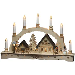 Konstsmide Weihnachtsbeleuchtung  Holzsilhouette sieben Kerzen