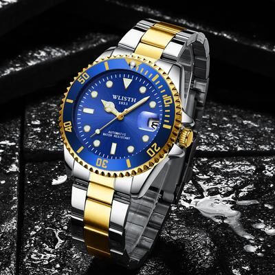 Uplifted Trends Classic Automatic Mechanical Watch For Men Waterproof Luminous Stainless Steel Luxury Date Watch green