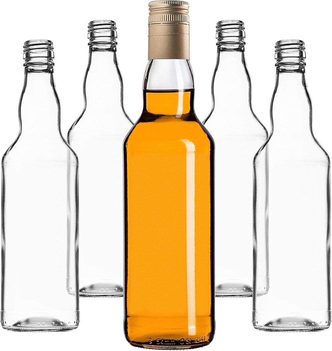 Set van 50 elegante lege glazen flessen voor likeur en sap met schroefdop, 500 ml