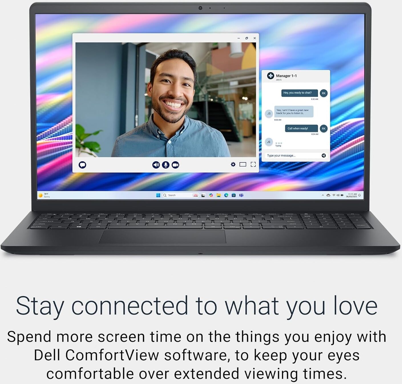 Dell 15 DC15250 Laptop 15.6" FHD 120Hz, Intel Core i7-1355U, 16GB RAM, 512GB SSD, Windows 11 Home, Carbon Black
