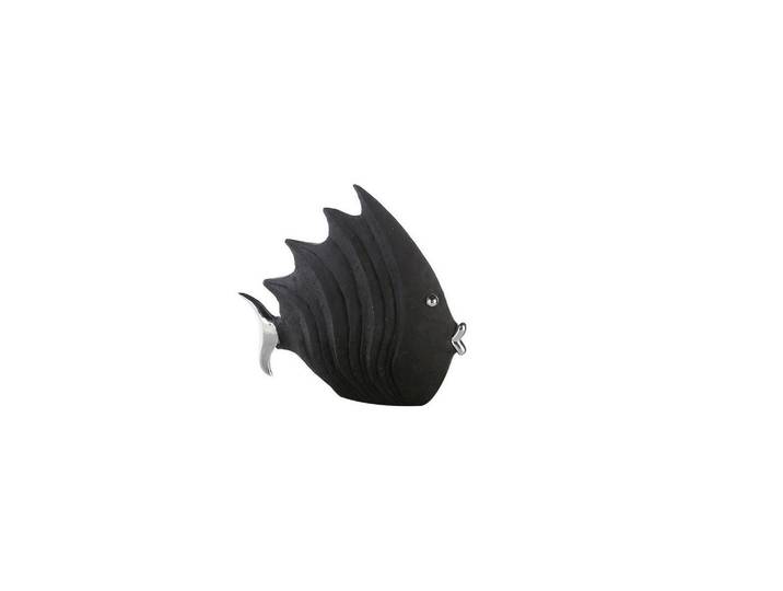 Dekofisch, Schwarz, Kunststoff, Fisch, 29x26x9.5 cm, Dekoration, Dekofiguren & Skulpturen, Dekotiere