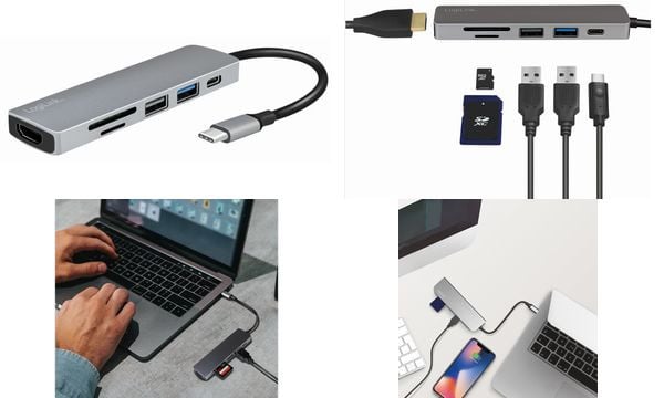 LogiLink UA0343 USB-C 6-in-1 multifunctionele hub, zilver