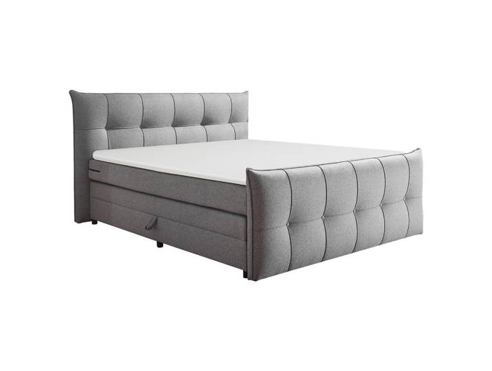 Boxspringbett, Dunkelgrau, 160x200 cm, Textil, Bettkasten & Gepolstertes Kopfteil, Modern, MID.YOU
