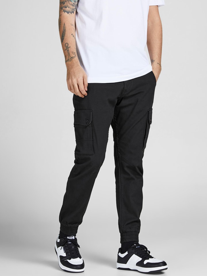 Jack & Jones Cargohose "Paul" in Schwarz - W32/L30