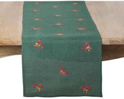Saro "Candy Cane Embroidered Holiday Table Runner - Festive Dining, Entertaining, Holiday Decor, & Winter Tablescapes - 16""x70"""