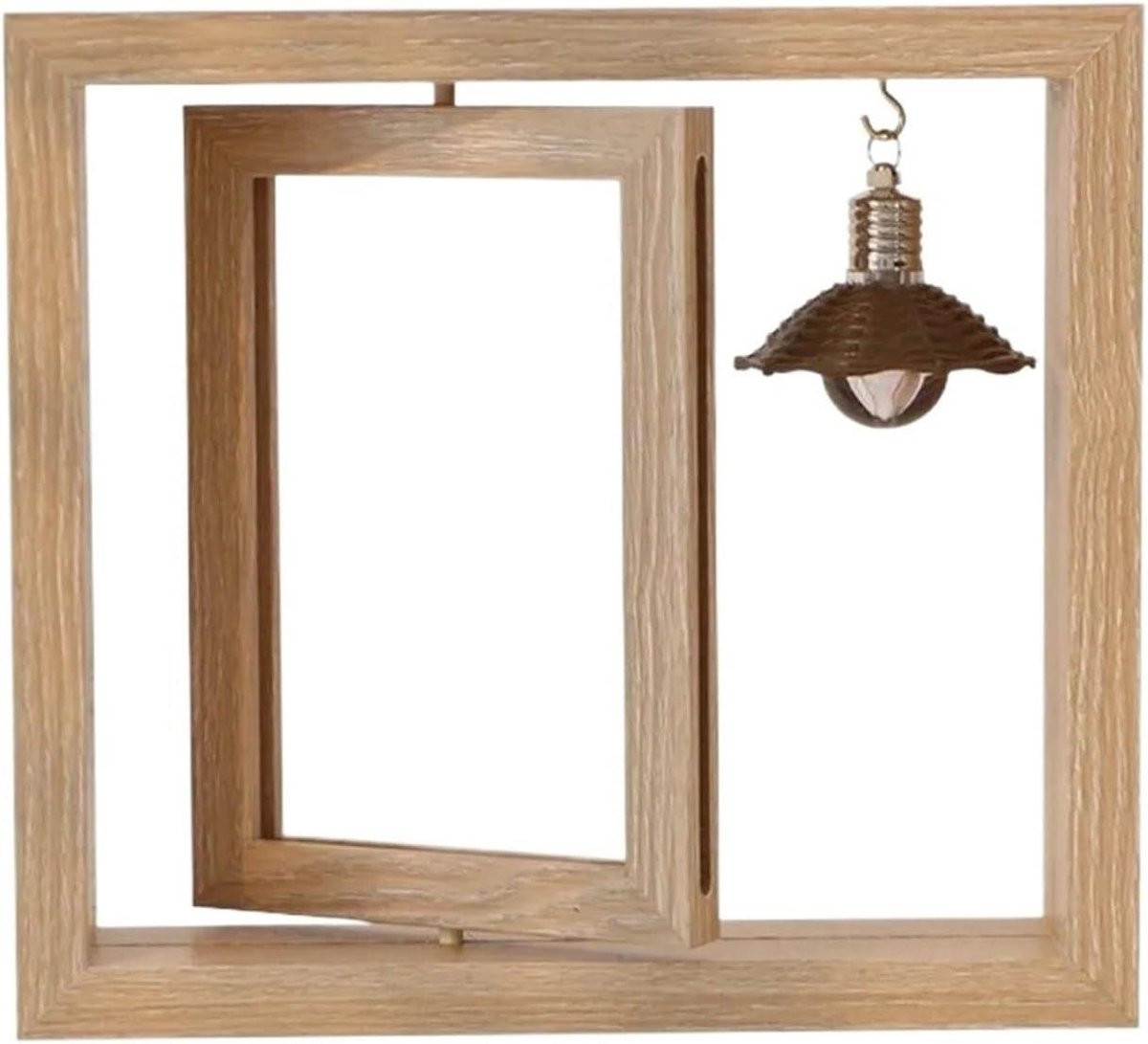 Draaibare fotolijst 6 inch dubbelzijdig frame in natuurlijk hout