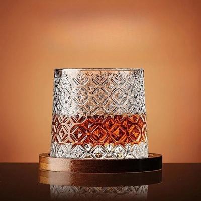 Uplifted Finds Rotating Crystal Whiskey Tumbler High Performance Spinning Spirits Glass With Centrifugal Aeration Base ice Flowers