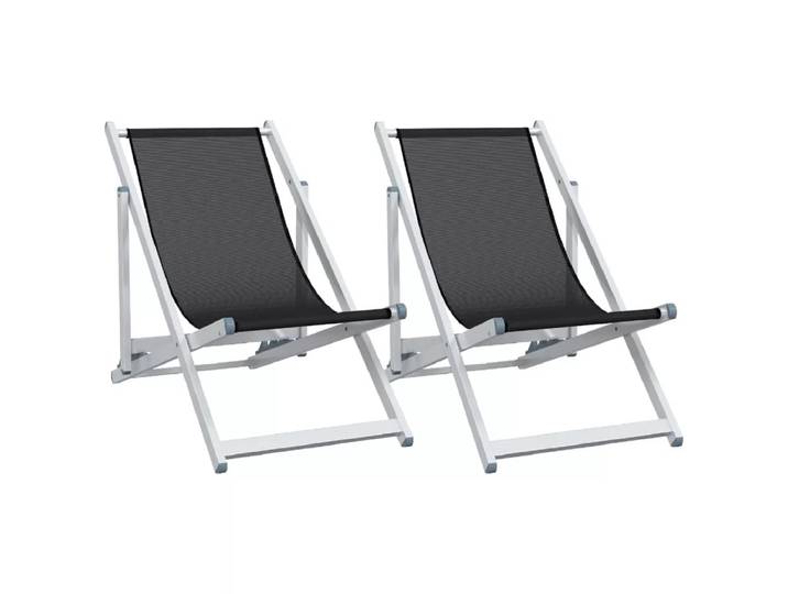 VidaXL - Strandstuhl aluminium, One Size, Schwarz
