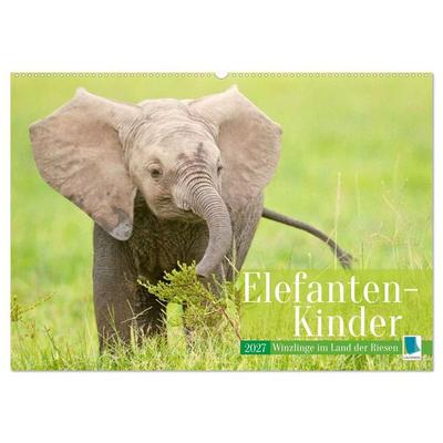 Elefanten Kinder: Winzlinge im Land der Riesen (Wandkalender 2027 DIN A2 quer), CALVENDO Monatskalender