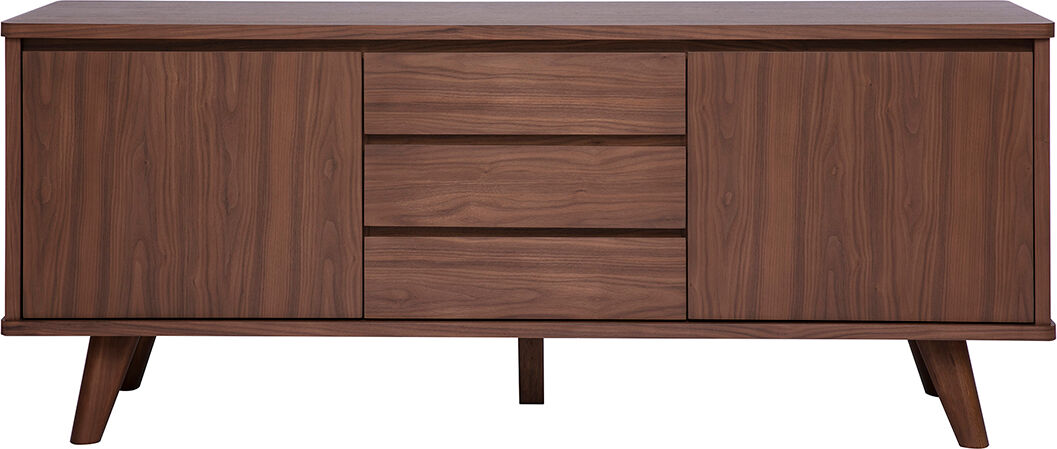 Miliboo Skandinavisches Sideboard aus dunklem Nussbaumholz, 2 Türen, 3 Schubladen, L180 cm FIFTIES
