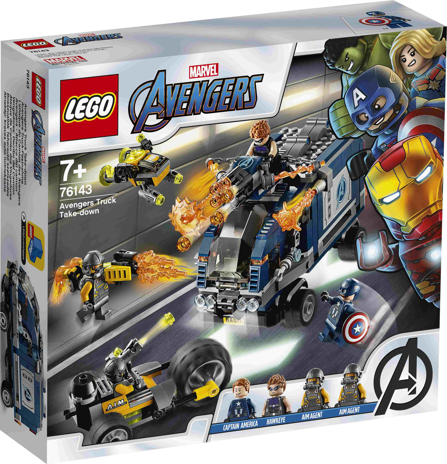 LEGO 76143 Marvel Avengers Truck-achtervolging speelset met Captain America en Hawkeye minifiguren