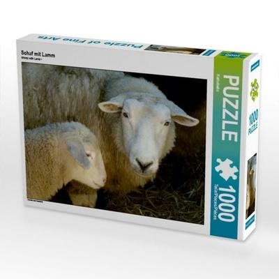 CALVENDO Puzzle Schaf mit Lamm | 1000 Teile Lege-Größe 64x48cm Foto-Puzzle für glückliche Stunden