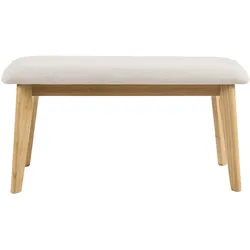 Skandinavische Bank in beige Samt-Textur-Stoff und hellem Holz L92 cm ELION