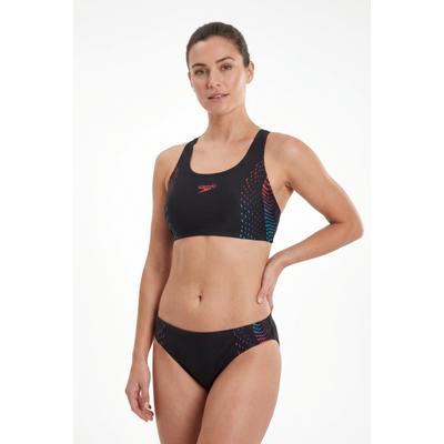 Bandeau-Bikini SPEEDO "PLMT 2PC AF BLACK/PURPLE", Damen, Gr. 36, N-Gr, schwarz, Obermaterial: 80% Polyamid, 20% Elasthan, Bikini-Sets, mit Bandeau-Schnitt, formbeständige Passform durch CREORA HighClo™