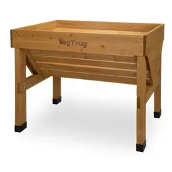 Holzhochbeet Balkon 103 x 76 x 80 cm – Hochbeet aus Zedernholz – Kräuterhochbeet in Natur/Grau – ideales Gartenhochbeet für Balkon & Terrasse