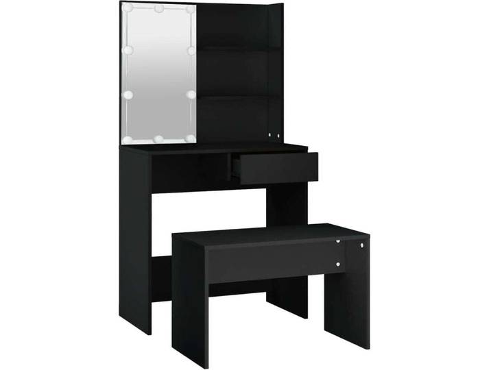 vidaXL Ensemble de coiffeuse avec LED Noir Bois composite