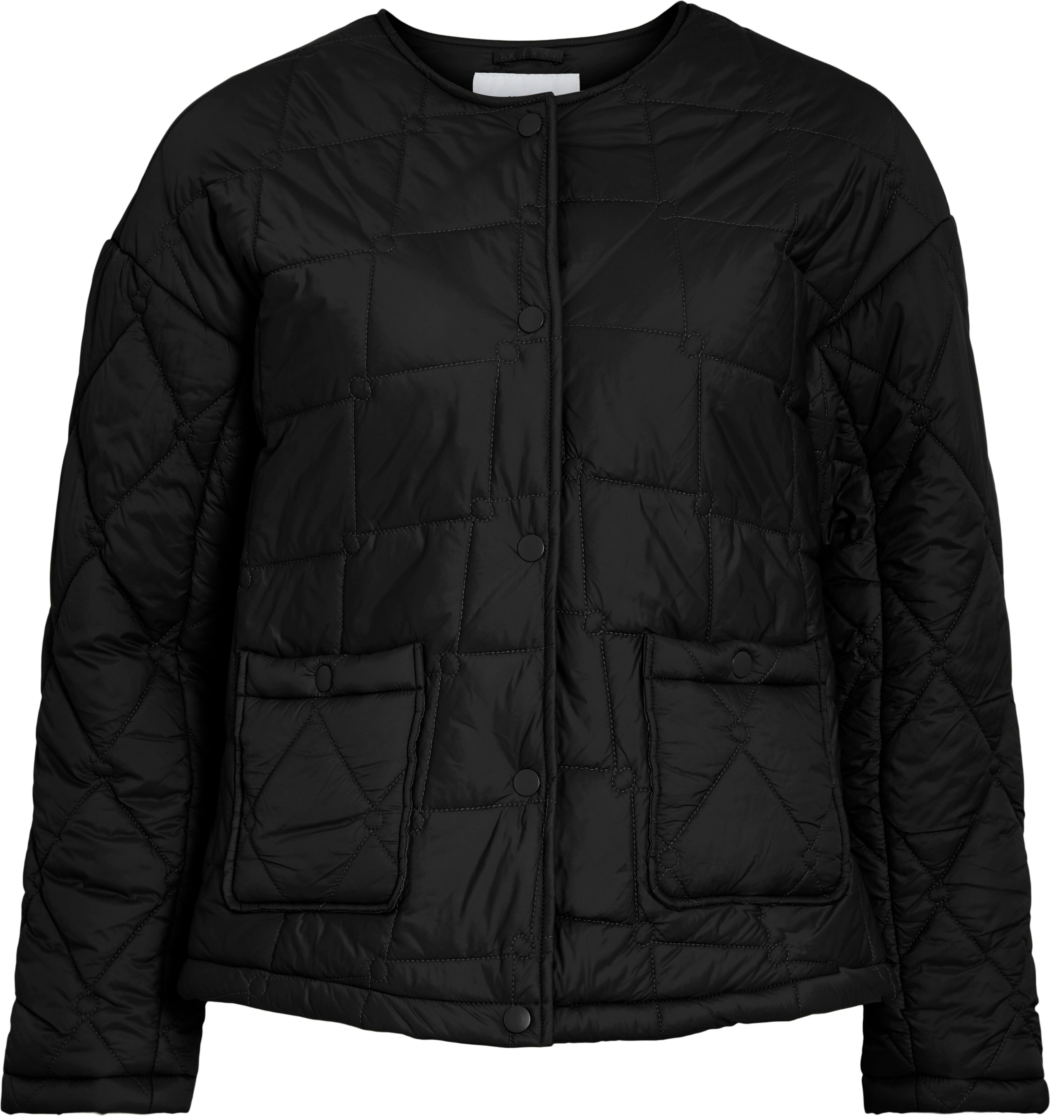 Steppjacke VILA "VISILLA L/S JACKET/PB", Damen, Gr. 36, schwarz (schwarz beauty), Steppware, Obermaterial: 100% Polyamid, unifarben, normal, Rundhals, Jacken Steppjacke schwarz beauty 36