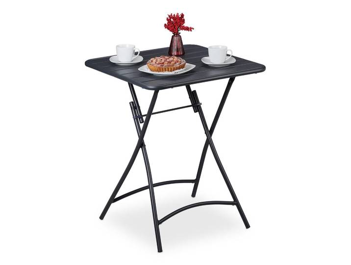 Relaxdays Balkontisch Anthrazit klappbar Stahl 59x59 cm, Metall, 59x74x59 cm, Gartenmöbel, Gartentische, Balkontische