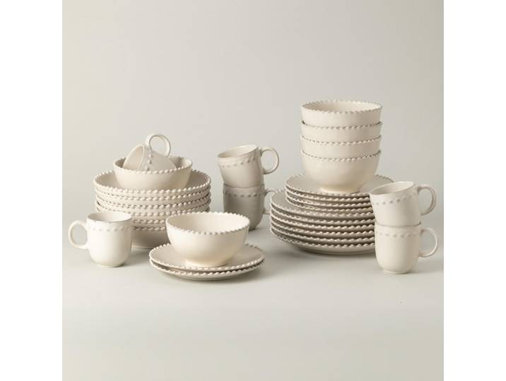 Costa Nova Kombiservice Pearl, Creme, Keramik, 30-teilig, 370 ml,800 ml, Handmade in Europe, Essen & Trinken, Geschirr, Geschirr-Sets, Kombiservice