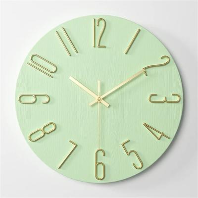 Uplift Picks 12 Inch Analog Wall Clock Battery Powered Silent Classic Design green Gold 12 Inch
