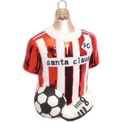 Christbaumschmuck KREBS GLAS LAUSCHA "Fußball Shirt", rot, B:5cm H:10cm T:8cm Ø:10cm, Glas, Weihnachtsbaumschmuck, Glas, 1 Stück