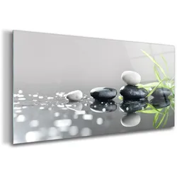 GLASBILD 140x70 cm Gras und Steine