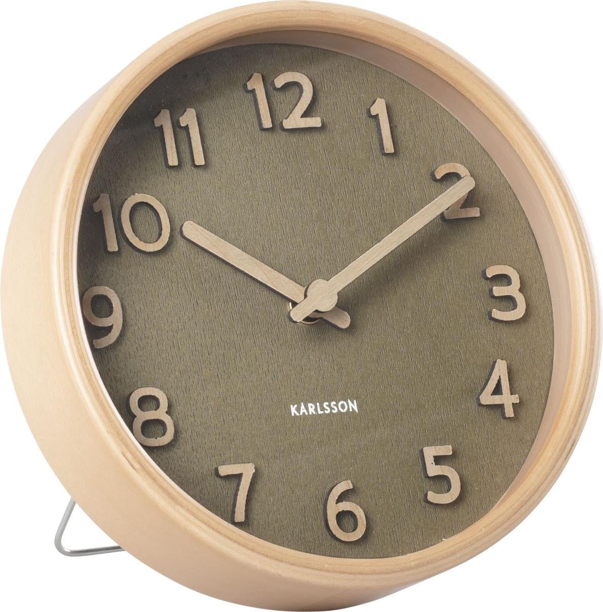 Karlsson Wandklok Pure Wood Grain - Mosgroen