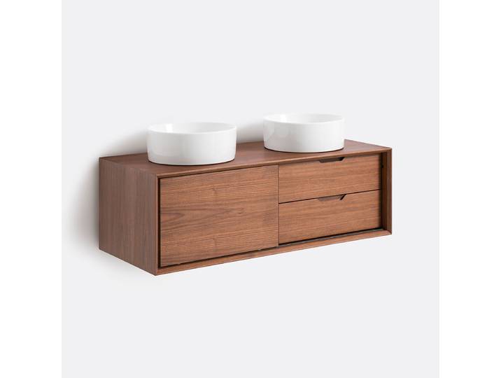 LA REDOUTE Meuble sous vasque suspendu L120 cm, Noyeto Marron Plaqué Noyer