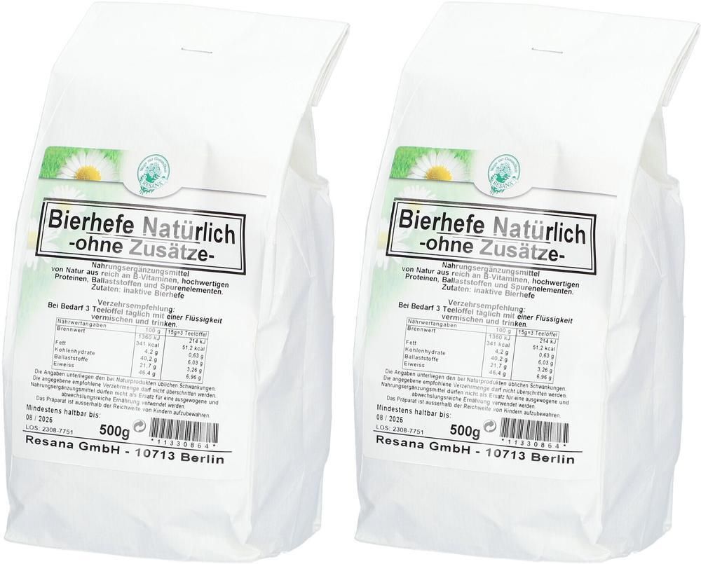Resana Bierhefe Natürlich ohne Zusätze Pulver 2x 2x500 g