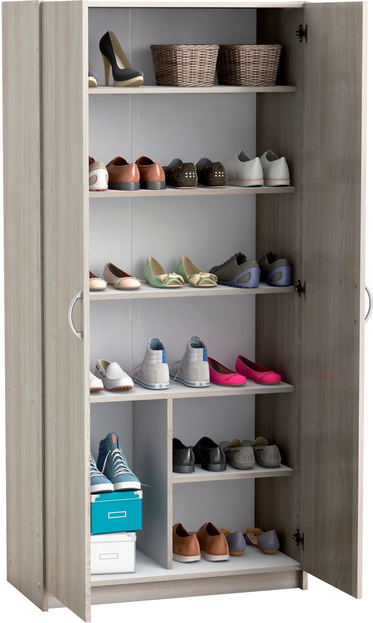 Mehrzweckschrank DEMEYERE GROUP "MULTIFONCTION", beige (shannon eich), B:79,7cm H:169,5cm T:41,4cm, Holzwerkstoff, Schränke, Mehrzweckschrank, MEHRZWECKSCHRANK 2 TUERIG shannon eich Shannon eich, B/H/T: 79,7cm x 169,5cm x 41,4cm, Türen: 2 Stk.
