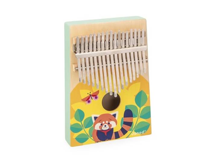 Janod Houten muziekspeelgoed, imitatie, 17 toetsen van metaal, Kalimba voor kinderen met zachte geluiden, vanaf 3 jaar, J07659