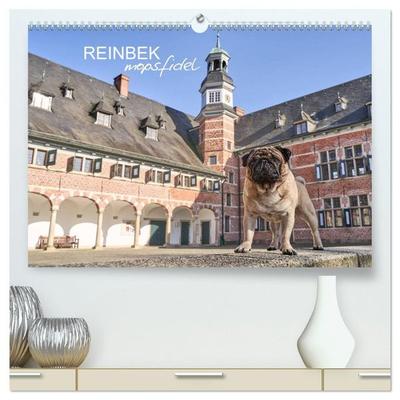 Reinbek mopsfidel (hochwertiger Premium Wandkalender 2027 DIN A2 quer), Kunstdruck in Hochglanz