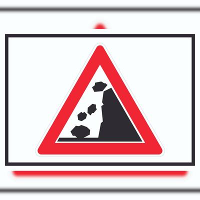 HB-Druck Achtung Steinschlag Symbol Schild A5 (148x210mm)