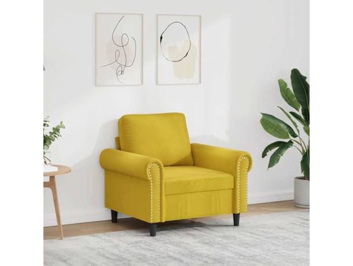 HEFZGDB Gelber Samt Sessel 60 cm Breite mit Metallgestell für Wohnzimmer, Weicher Velours Stoff und Dicke Polsterung für Bequemes Sitzen, Modernes Design Sitzmöbel