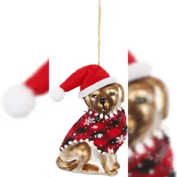 Inges Magic & Goodz Christbaumschmuck Glas Hund Weihnachtsmütze Weihnachtskugeln Haustiere Anhänger