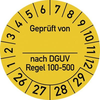 Dreifke® Prüfplakette Geprüft...DGUV Regel 100-500, 2026-2029, Folie, Ø 25 mm, 10 Stück/Bogen
