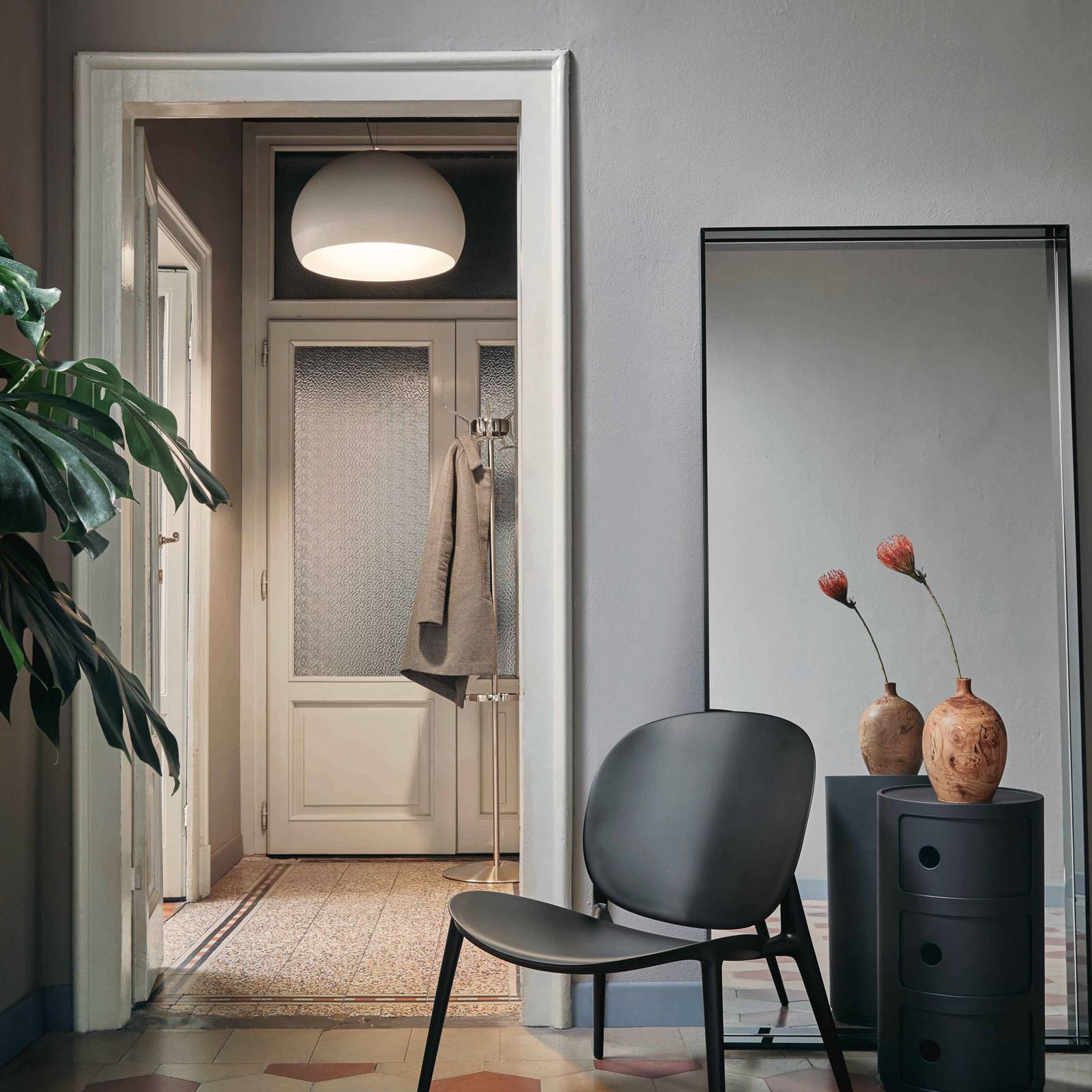 Kartell Designer Pendant Light FL/Y, dimmable, White / opal, Living / Dining Room, Plastic, Design, Ceiling Light