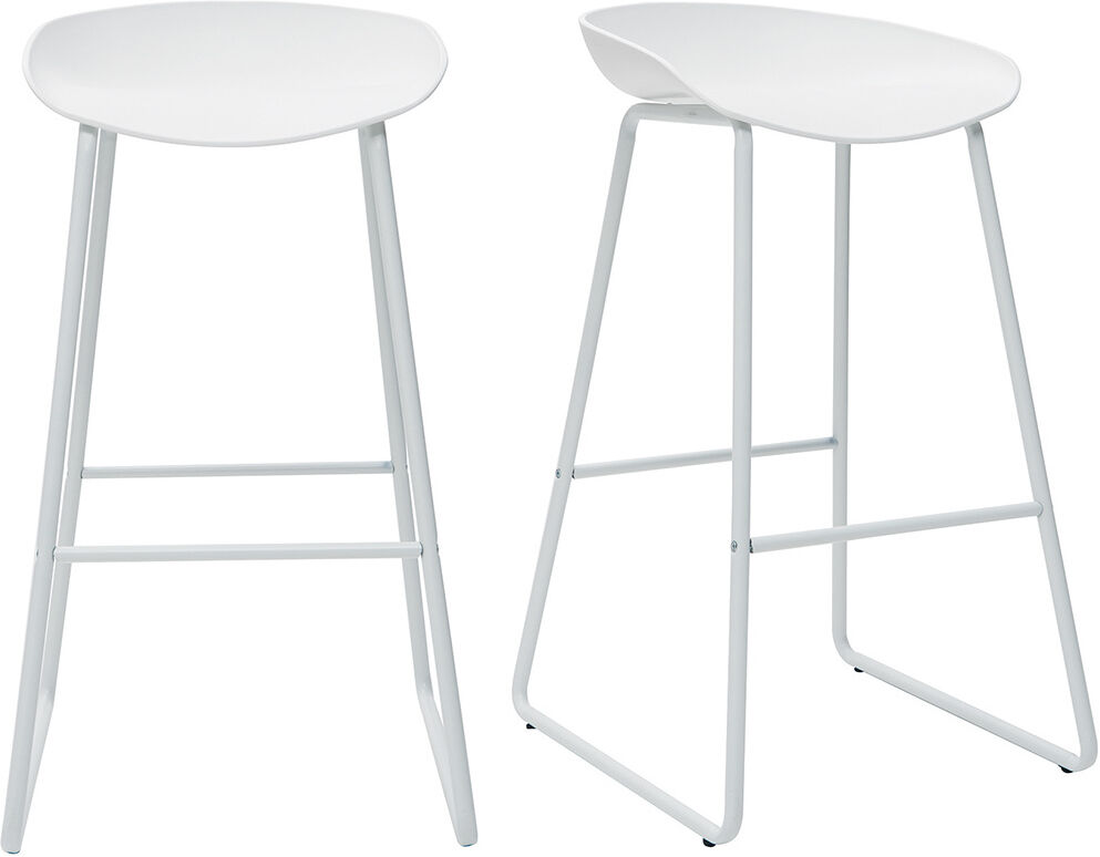 Miliboo Design-Barhocker Weiß mit Metallbeinen (2 Stk.) PEBBLE