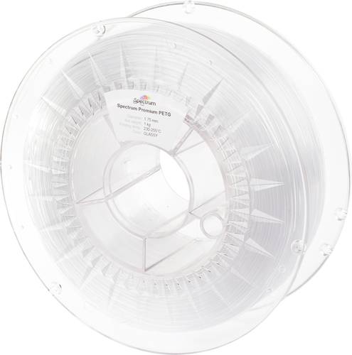 Spectrum Filaments 80054 PET-G Premium Filament PETG chemisch beständig, schlagfest 1.75mm 1000g Glas, Transparent 1St.