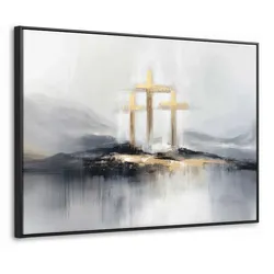 LEINWAND Bilder mit Rahmen - Abstrakt - Malerei - Christentum - Kreuz - 70x50
