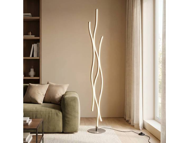 Trio Lighting LED Stehlampe Blaze, dimmbar, alu / grau / zink, für Wohn- / Esszimmer, Metall, Modern, LED Stehlampe