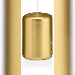 Stumpenkerzen Gold 100 x 60 mm, 4 Stück, Wiedemann Kerzen