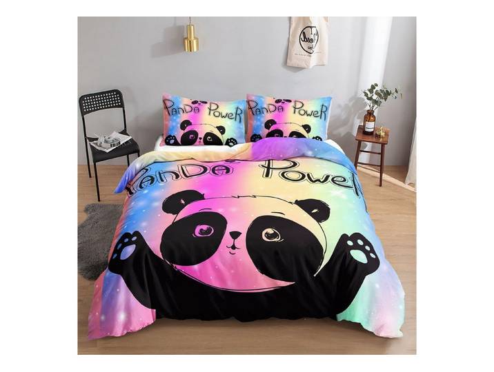 LuxusKollektion Kinderbettwäsche Bettwäsche Panda 135x200cm/80x80cm