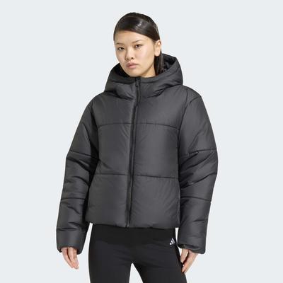Outdoorjacke ADIDAS SPORTSWEAR "ESSENTIALS HIGHLOFT PUFFER, ISOLIERT", Damen, Gr. XL, schwarz, Obermaterial: 100% Polyester, Jacken Outdoorjacke