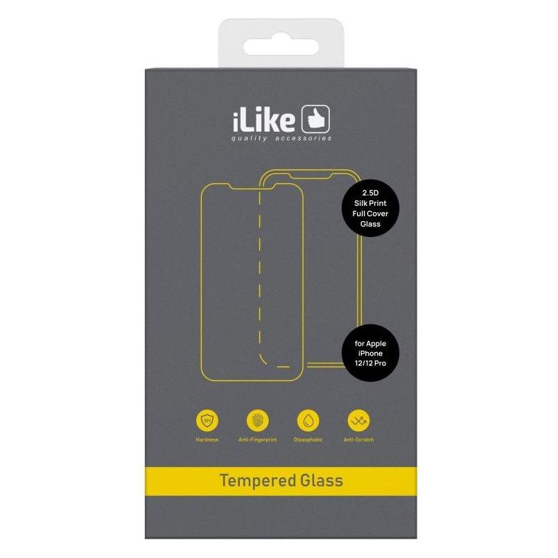 iLike iPhone 12/12 Pro 2.5D Silk Print Full Cover Glass (Apple iPhone 12, Realme 12 Pro+) (ILIKE)